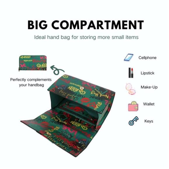 Large Bold Graffiti Print Handbag & Wallet Set With Bee Detail - Picture 4 of 5